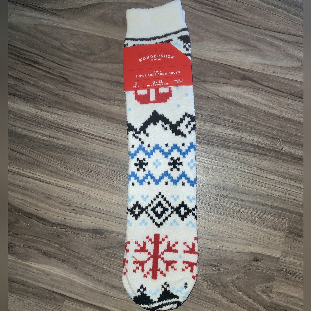WONDERSHOP Men's Holiday Soft Crew Sweater Print Socks